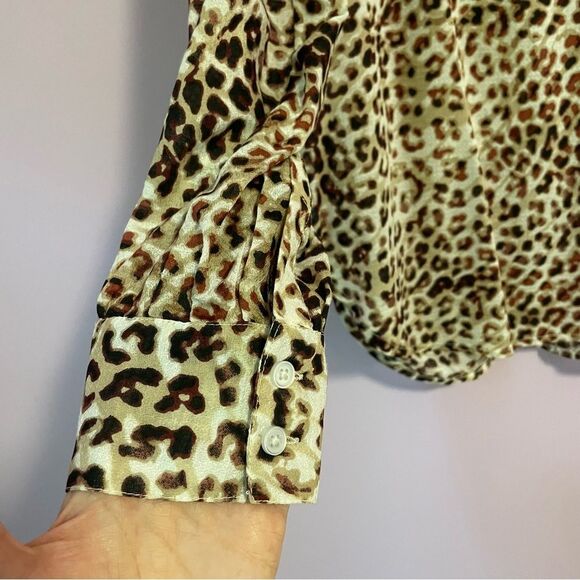 NEW Haute Hippie Tunic Top Sheer Leopard Print Chiffon Boho Modal Popover XS - Picture 8 of 10